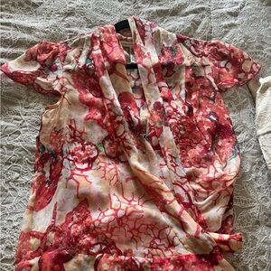 Diane Von Furstenberg Red and Pink Floral Top